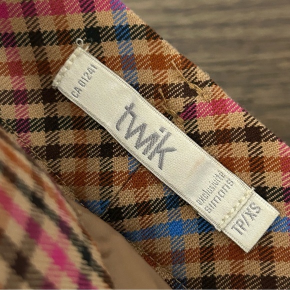 Twik Colorful Plaid High-Waisted Pants XS - Picture 7 of 11